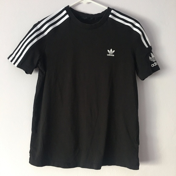 adidas Tops - Adidas Original Three Striped Black Tee S